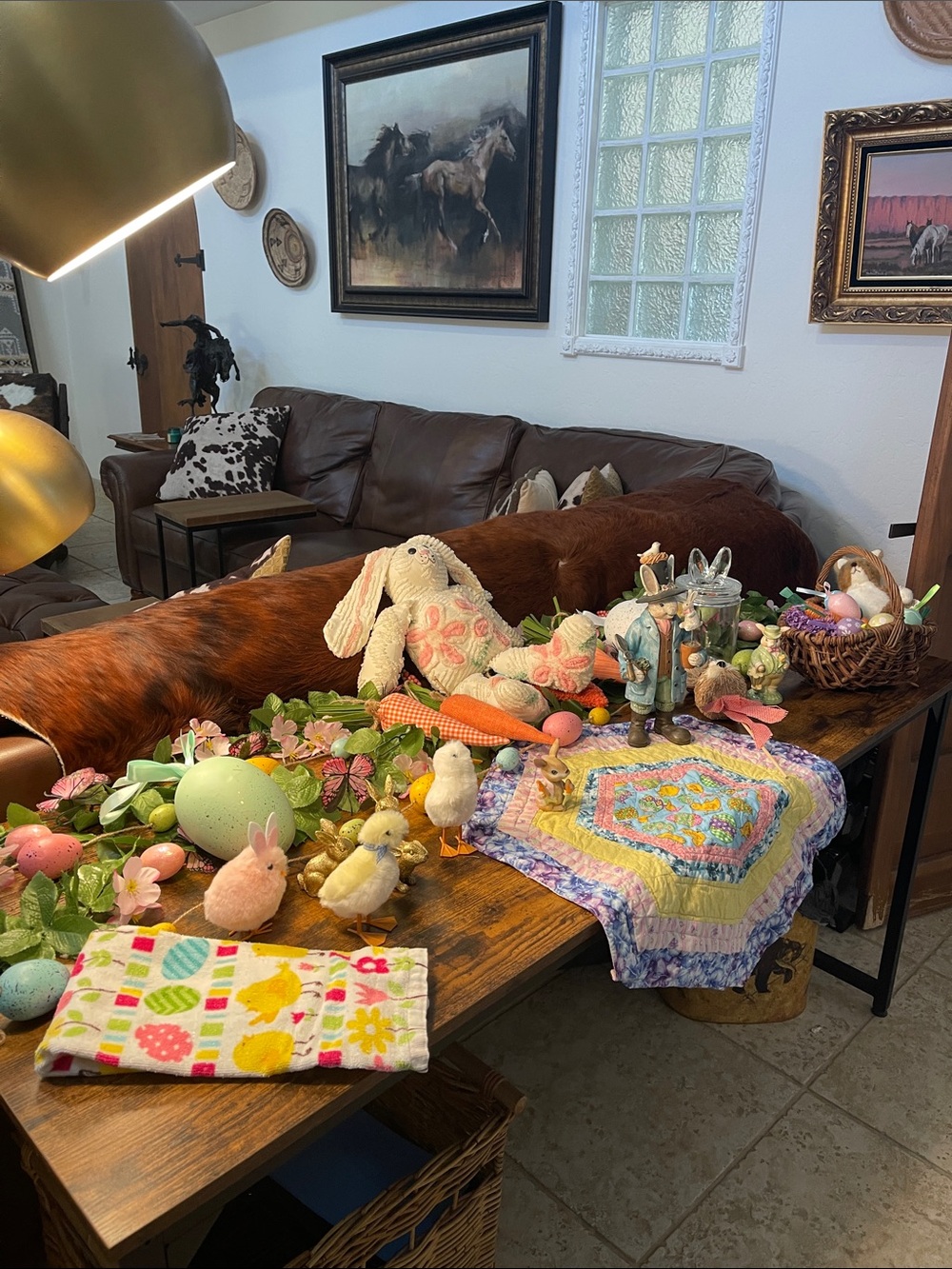 Easter Bunny Plush & Spring Table Decor Set-Entire lot.